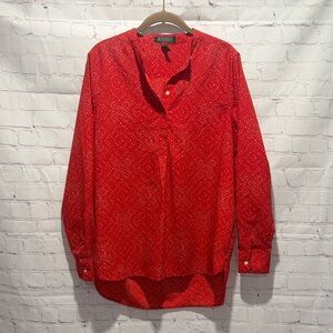Lauren Ralph Lauren Red Patterned Lightweight Long Sleeve Blouse Woman’s Size LP